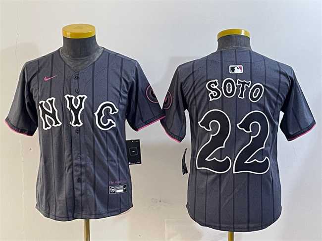 Youth New York Mets #22 Juan Soto Graphite 2024 City Connect Limited Stitched Baseball Jersey->customized mlb jersey->Custom Jersey